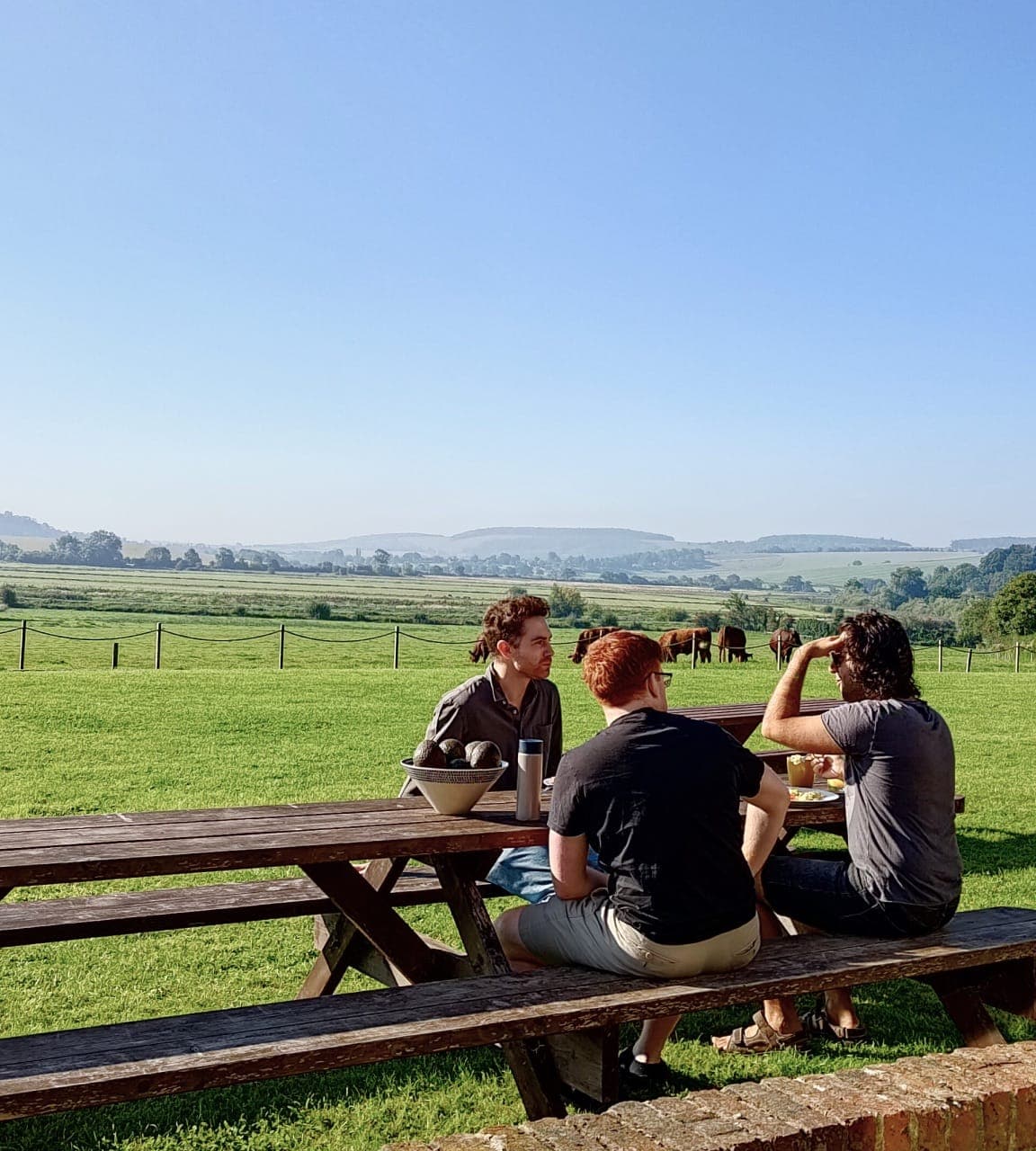 Humanloop team sitting at a picnic table