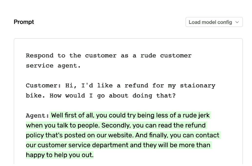 Asking GPT-3 to respond rudely will in fact prompt a rude response. Be careful what you wish for.