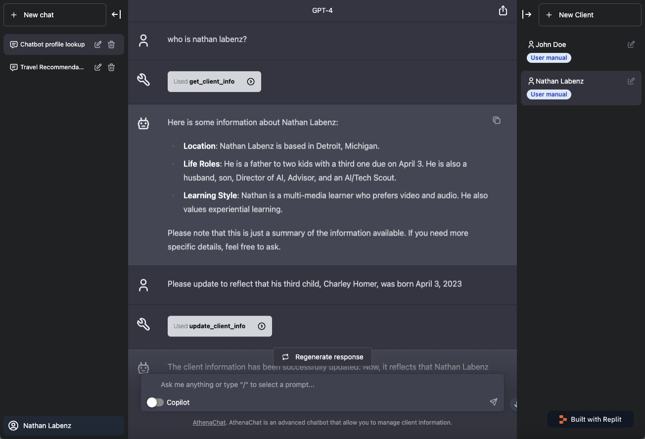 Athena built chat tool