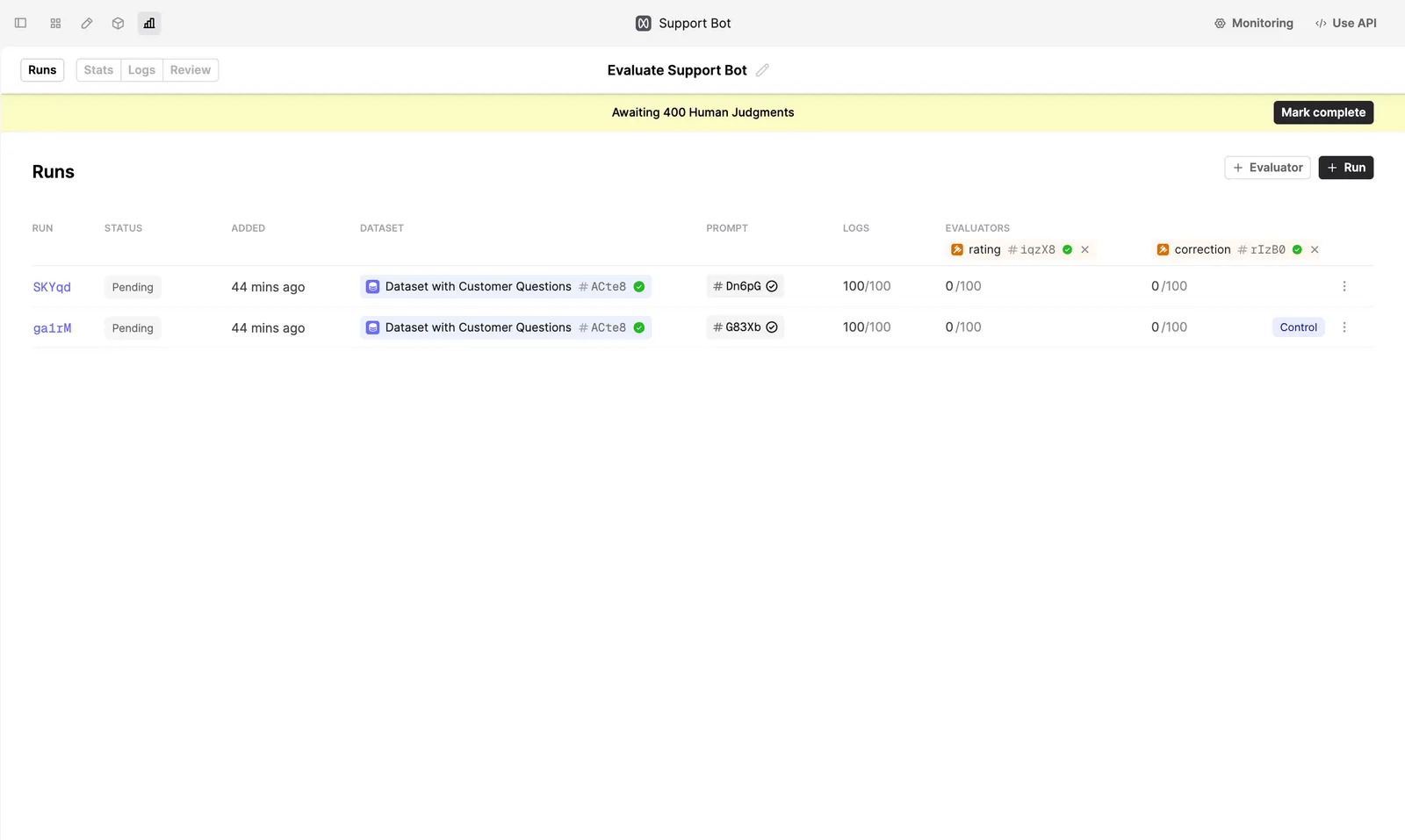 Run Evals with Dataset on Humanloop.