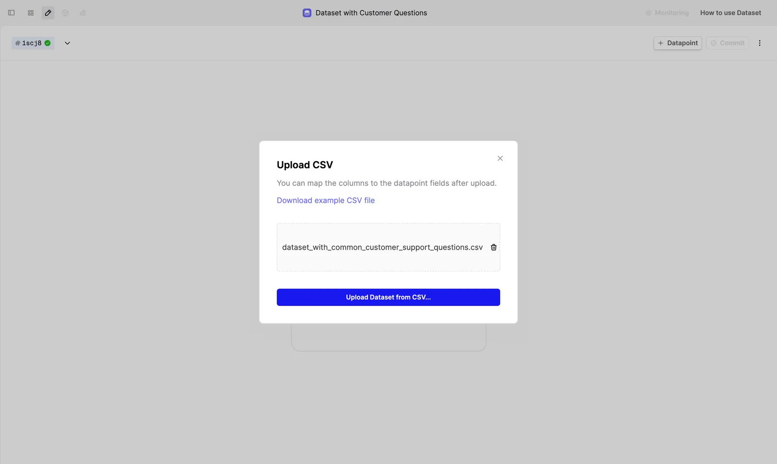 Upload CSV as dataset to Humanloop.