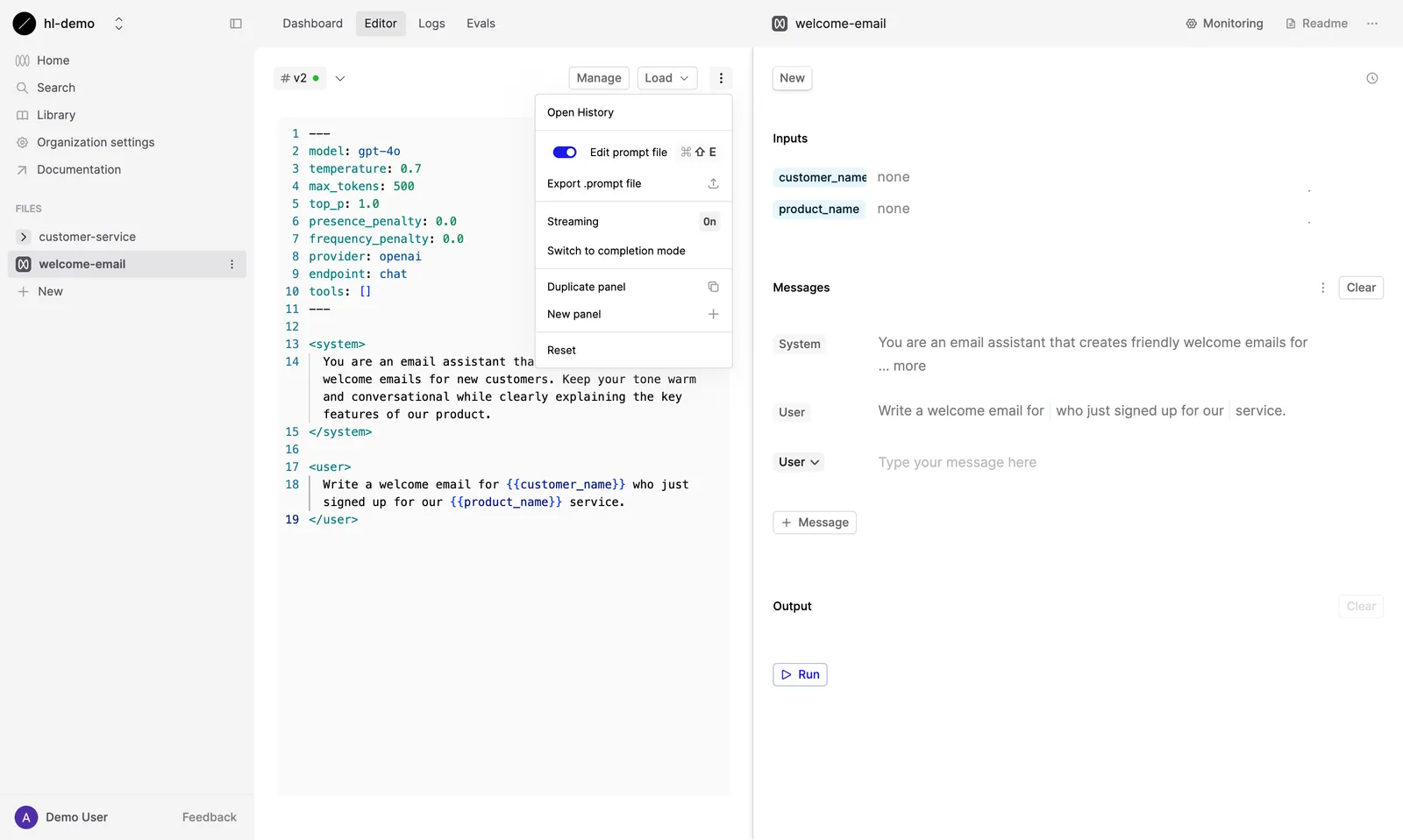 Deploying the welcome-email Prompt