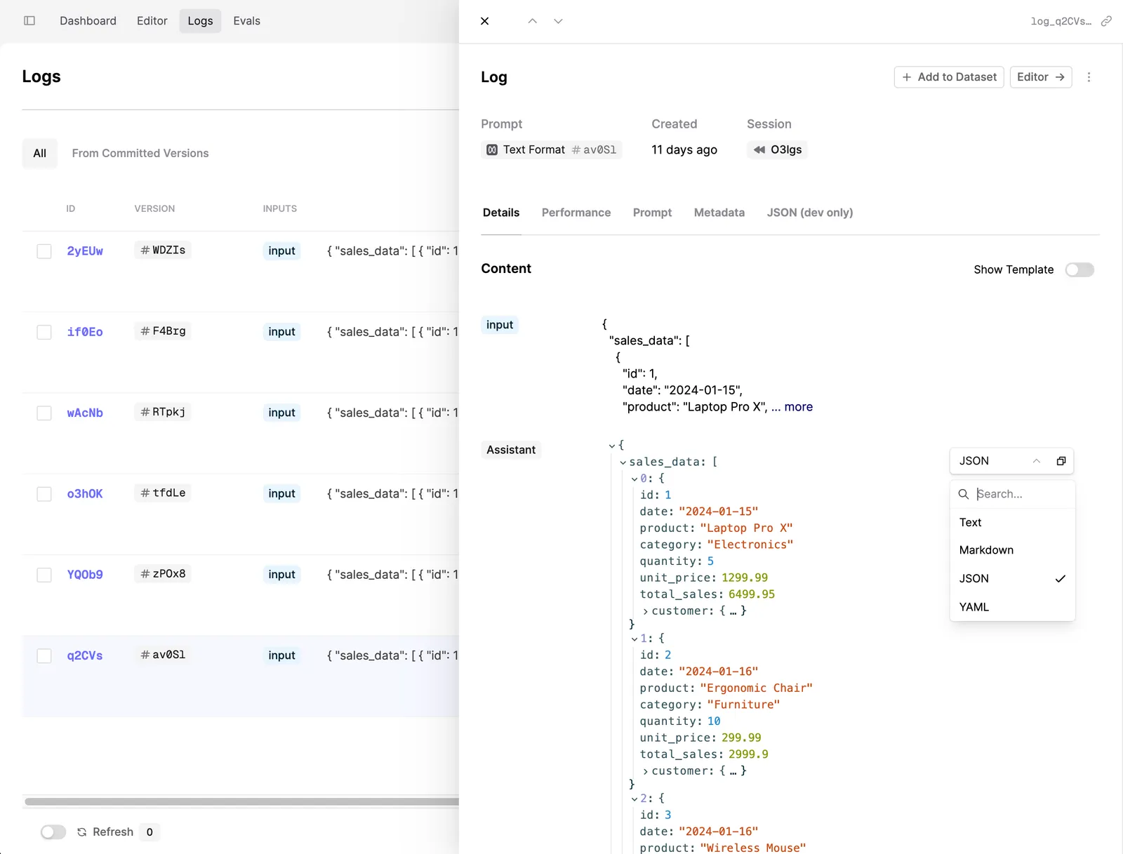 Screenshot showing the improved Log Display