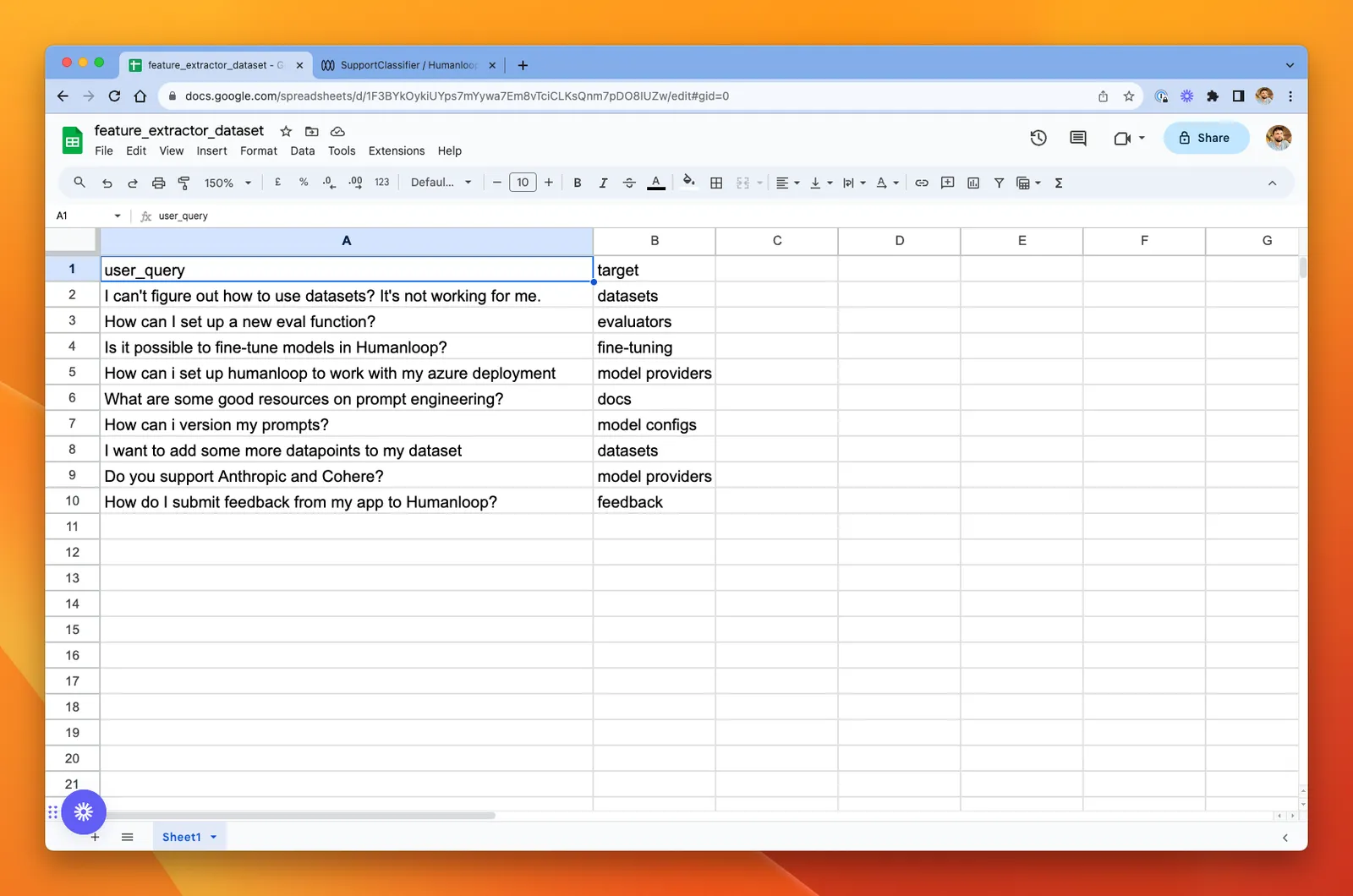 The underlying data for our `customer_queries` dataset.