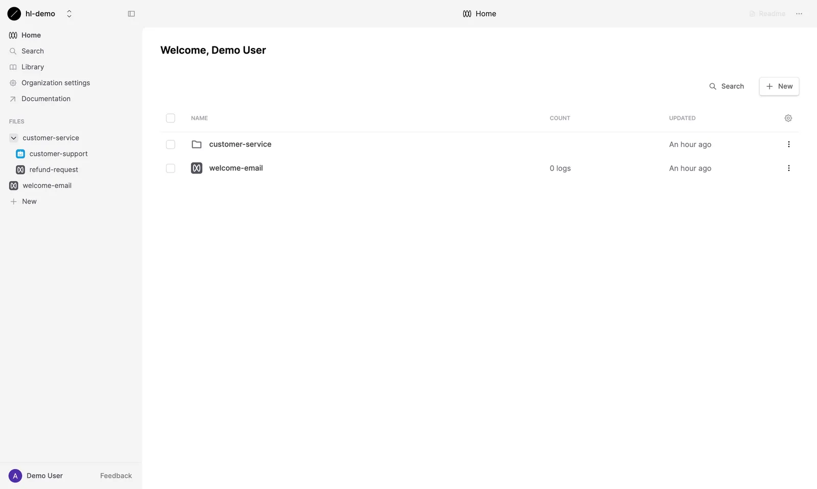 Example Prompt and other Files in the Humanloop workspace