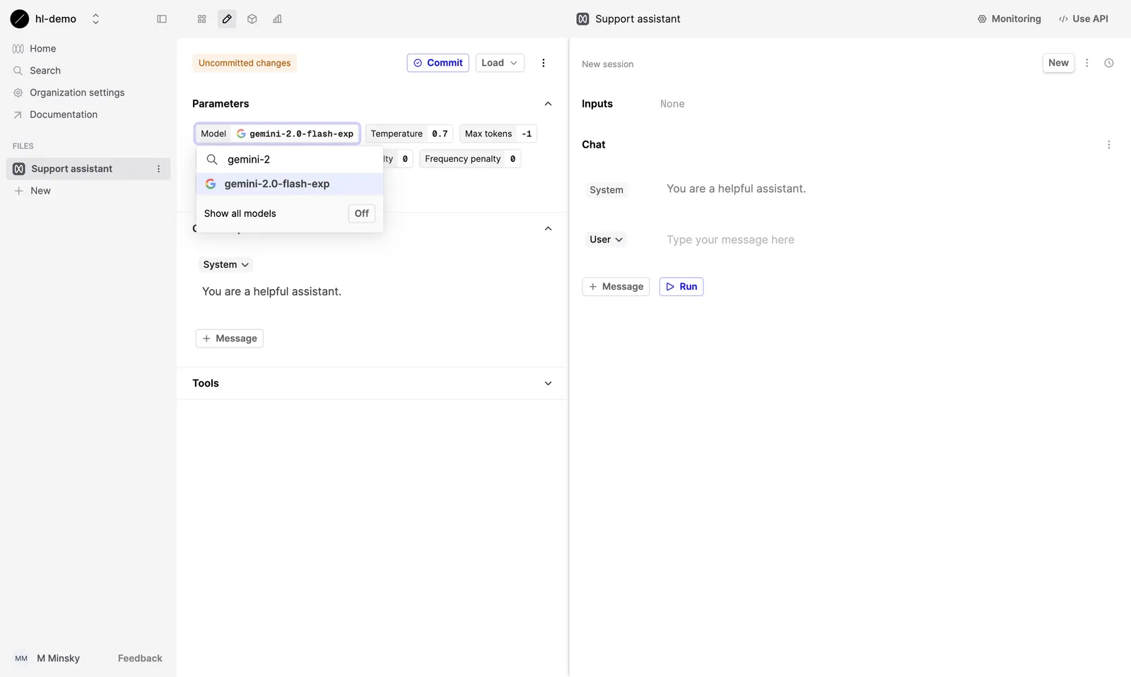 Gemini 2.0 Flash in Prompt Editor