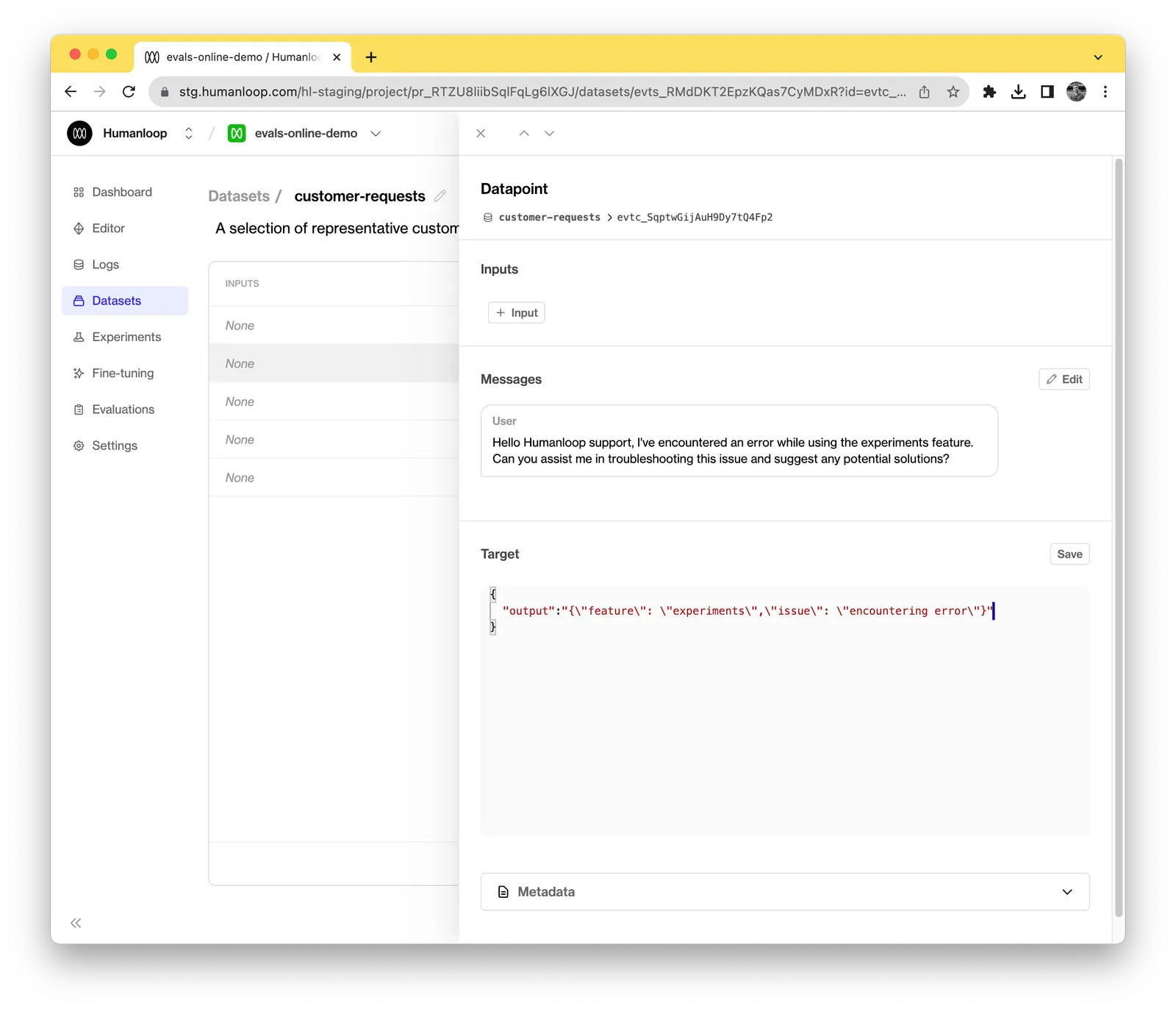 The original log was an LLM generation which outputted a JSON value. The conversion process has placed this into the `output` field of the testcase target.