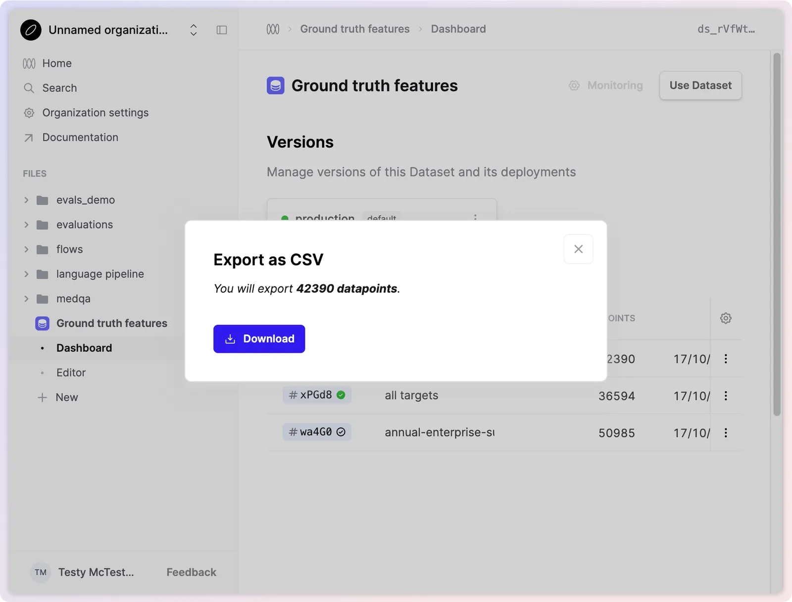 Export Datasets Action
