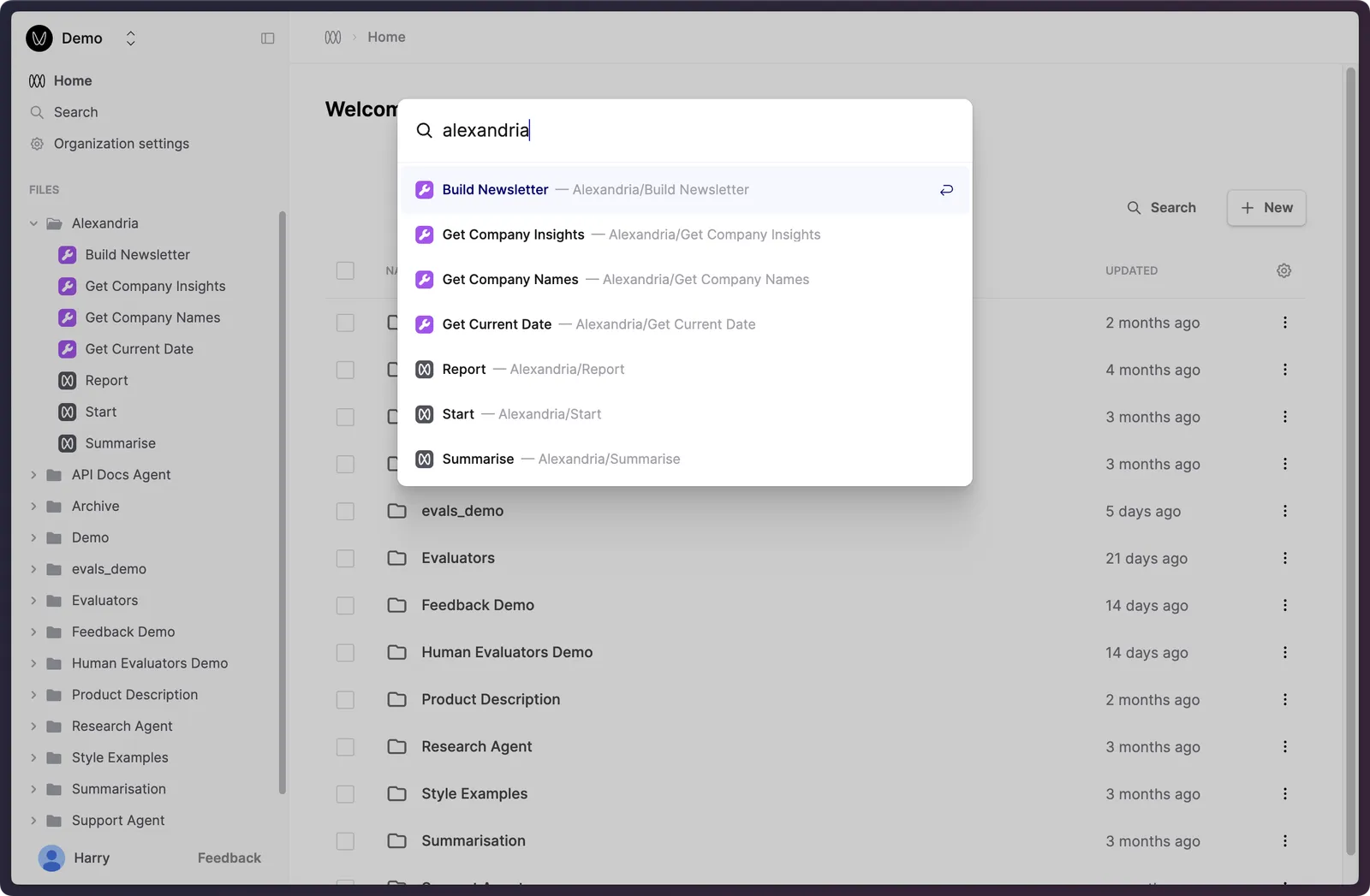 Search dialog showing file paths